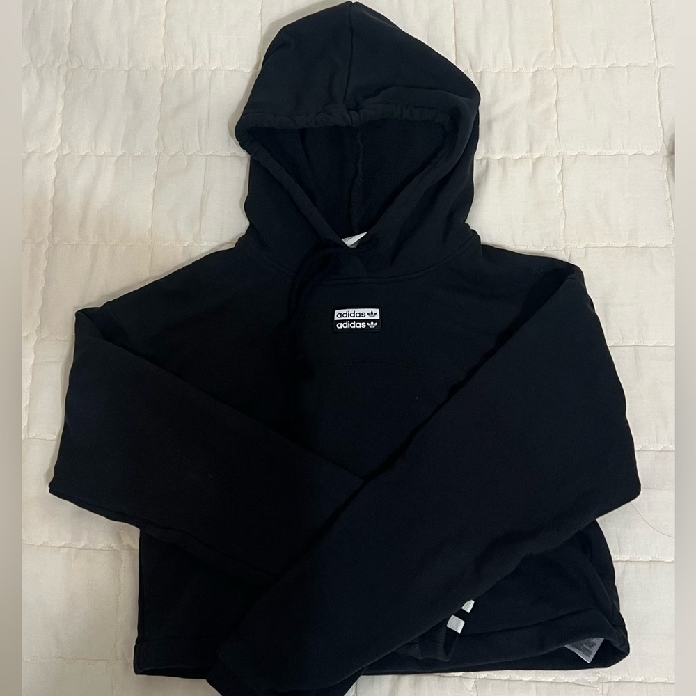 Adidas black cropped hoodie